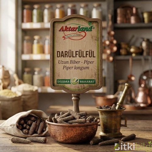 Ahşap bir zemin üzerinde duran kurutulmuş darülfülfül kozalakları ve öğütülmüş baharat tozu