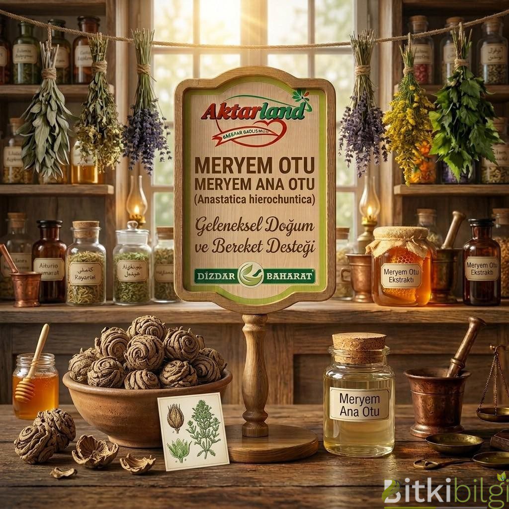 Ahşap masa üzerinde bir adet kurumuş Meryem otu ve cam kase içinde suya konulup yeşermiş açılmış hali