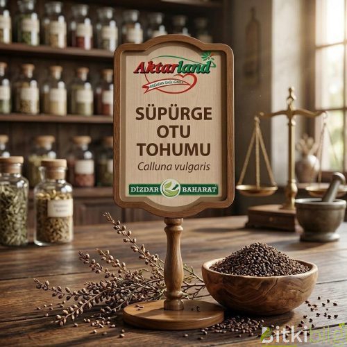 Ahşap bir zemin üzerinde duran kurutulmuş süpürge tohumu taneleri.