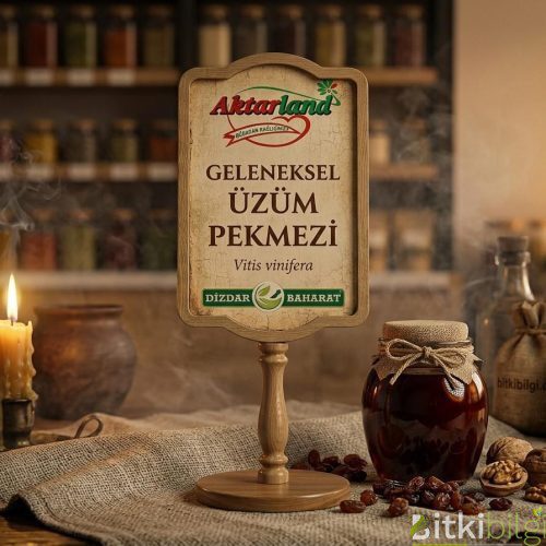 Ahşap bir masa üzerinde taze üzüm salkımları ve geleneksel üzüm pekmezi dolu kase.