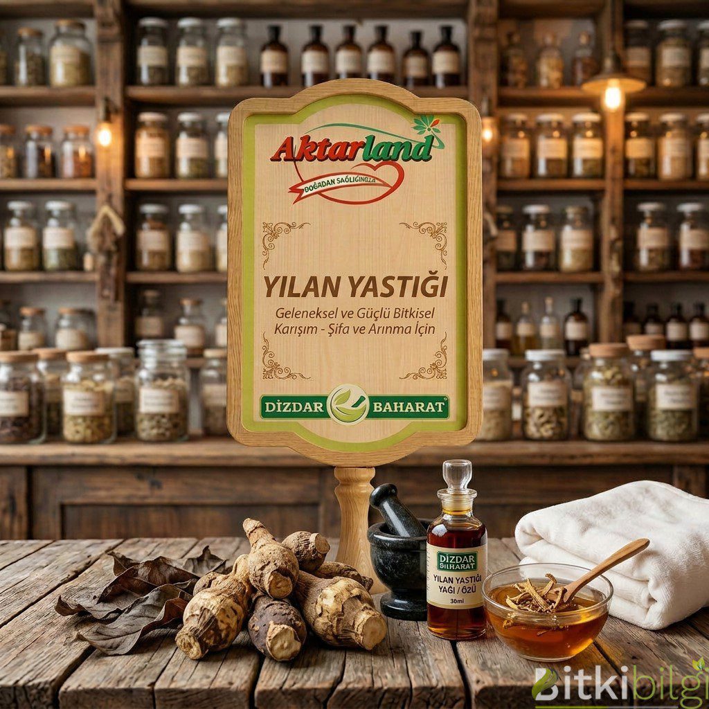arakteristik geniş yapraklı ve mızrak uçlu yılan yastığı bitkisi, kurutulmuş kök yumruları.